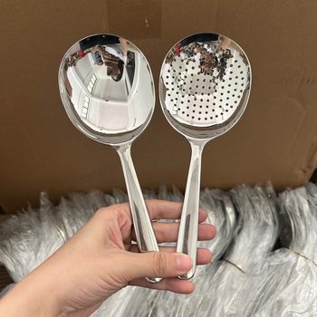 Stainless Steel Short-Handle Soup Spoon, Colander, Restaurant Serving Spoon, Household Rice Spoon, Noodle Spoon, Flour Spoon