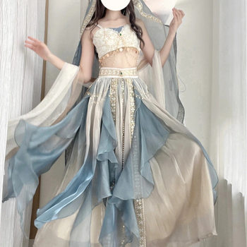 Dunhuang Feitian Western Region Style Corset Skirt Shawl Veil Set Tianzhu Princess Hanfu
