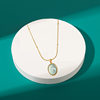 Ruili Retro Elegant Green Cat's Eye Necklace Oval Natural Pendant Women's Collarbone Chain Summer Simple Exquisite Necklace Chain