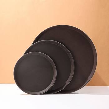 Round Tempered Anti-Slip Tray Commercial Hotel Coffee Shop Bar Tray Rectangular Tea Tray Plastic Dinner Tray Tray