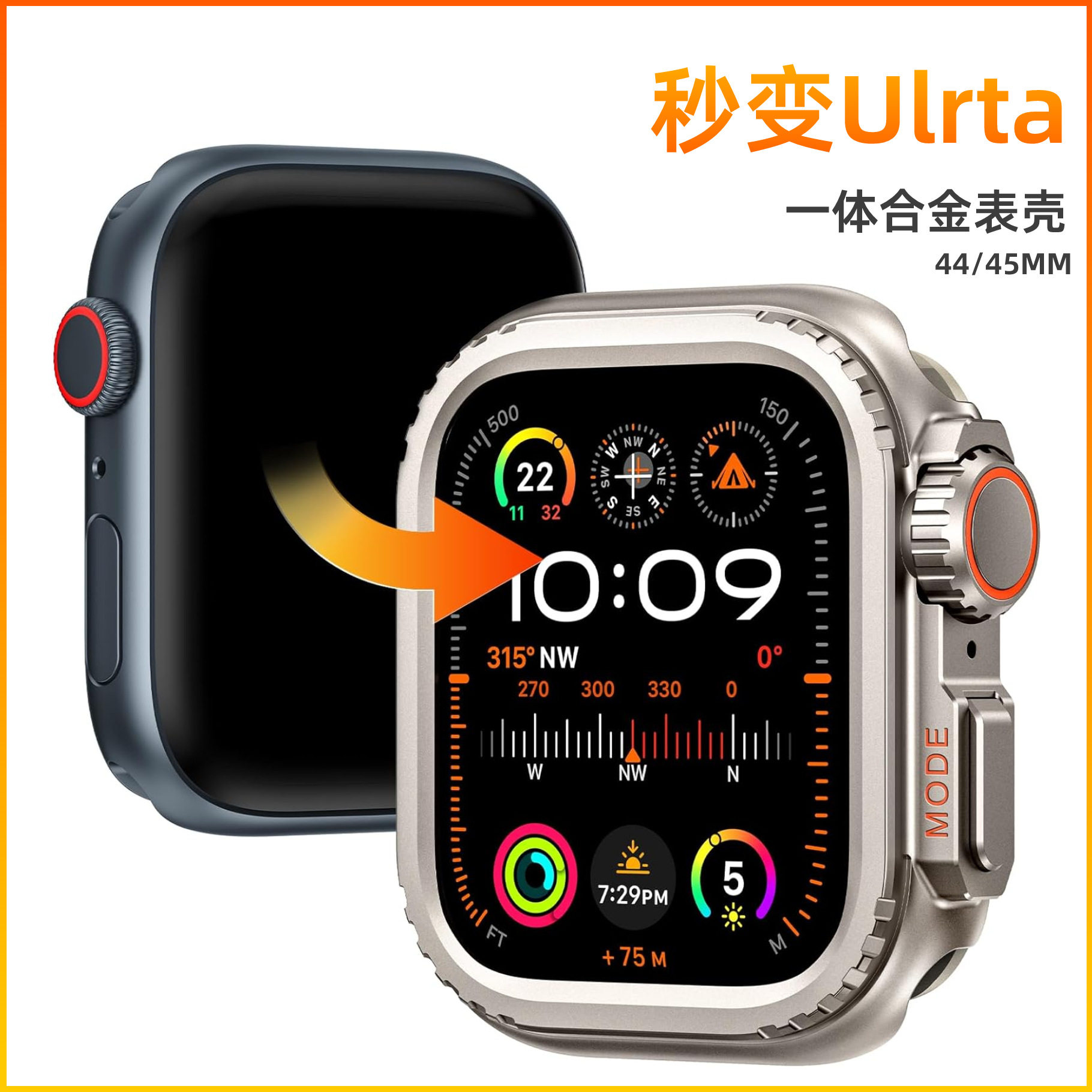 Чехол Apple case подходит для защитного чехла для часов AppleWatch SE толщиной от 44/45 секунд до 49 мм в металлическом корпусе Изображение 1