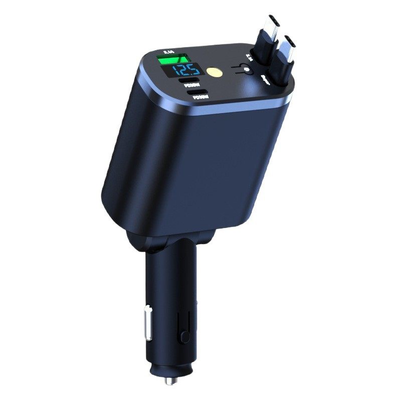 Starry Sky Car Charger 120W Super Fast Charging for Mobile Phones, Dual Port Retractable Cable