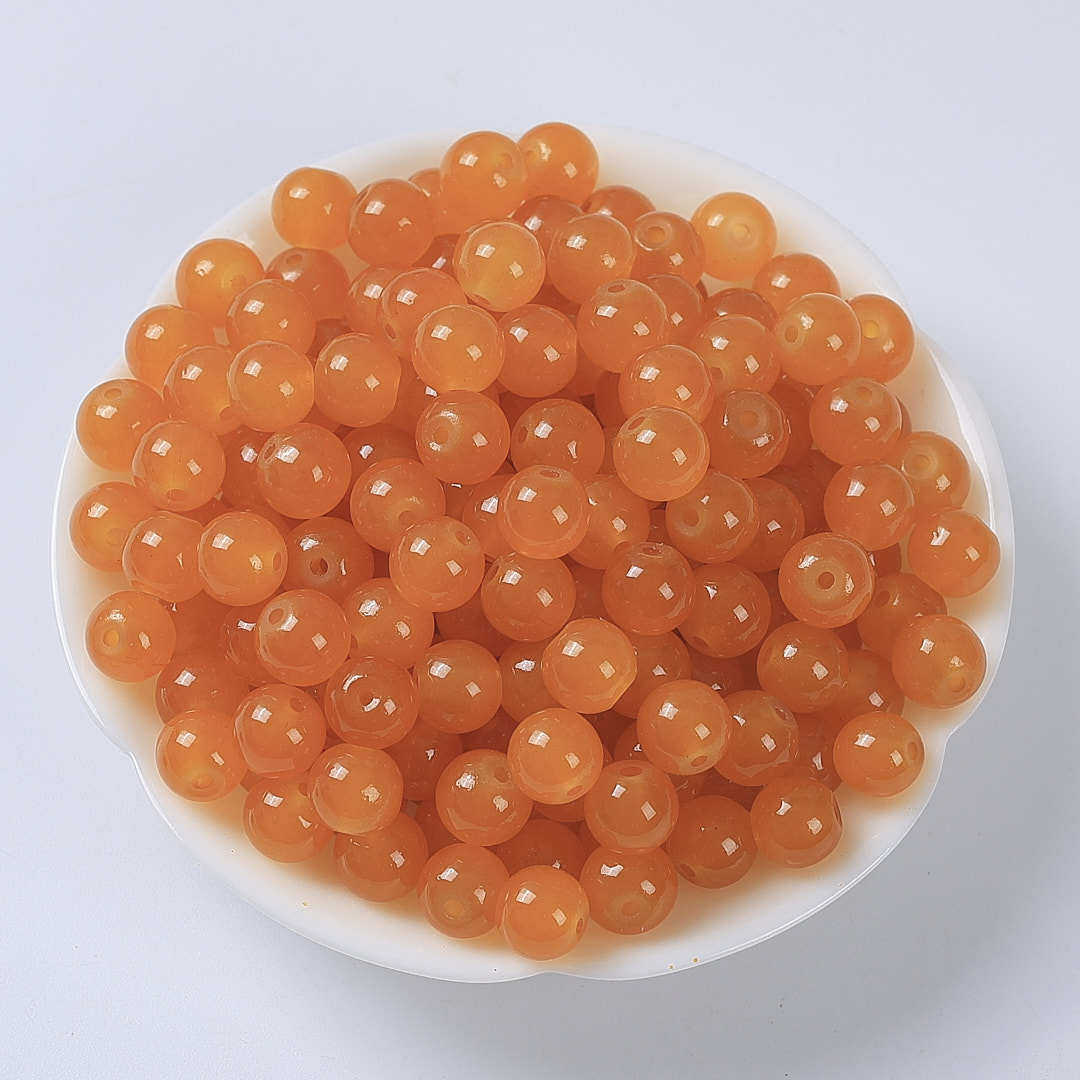 玻璃仿玉圆珠纯色散珠手工diy玉髓手链项链散珠子琉璃珠饰品配件