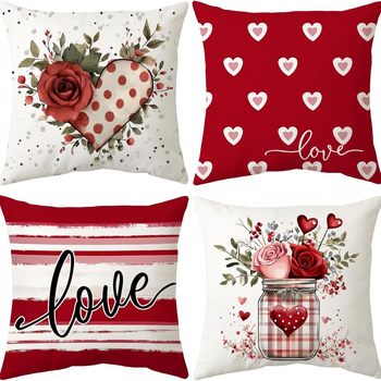 Custom Popular Cross-Border Valentine's Day Pillowcase Amazon Xiyin Temu Linen Cushion Cover Ultra-Soft Sofa Home