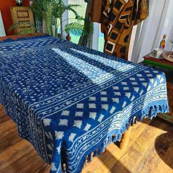 India Imported Handmade Dyeing Blue Dye Blanket Sofa Towel Tablecloth