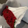 Ready-Made Rose Flower Handmade Knitted Blanket Gift Woven Blanket Valentine's Day Bouquet Girlfriend Best Friend Bouquet Blanket