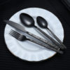 Cross-border Stainless Steel Western-style Tableware suit Vintage Thick Stone Rock Pattern Embossed Light Spoon Combination Knife and Fork Spoon