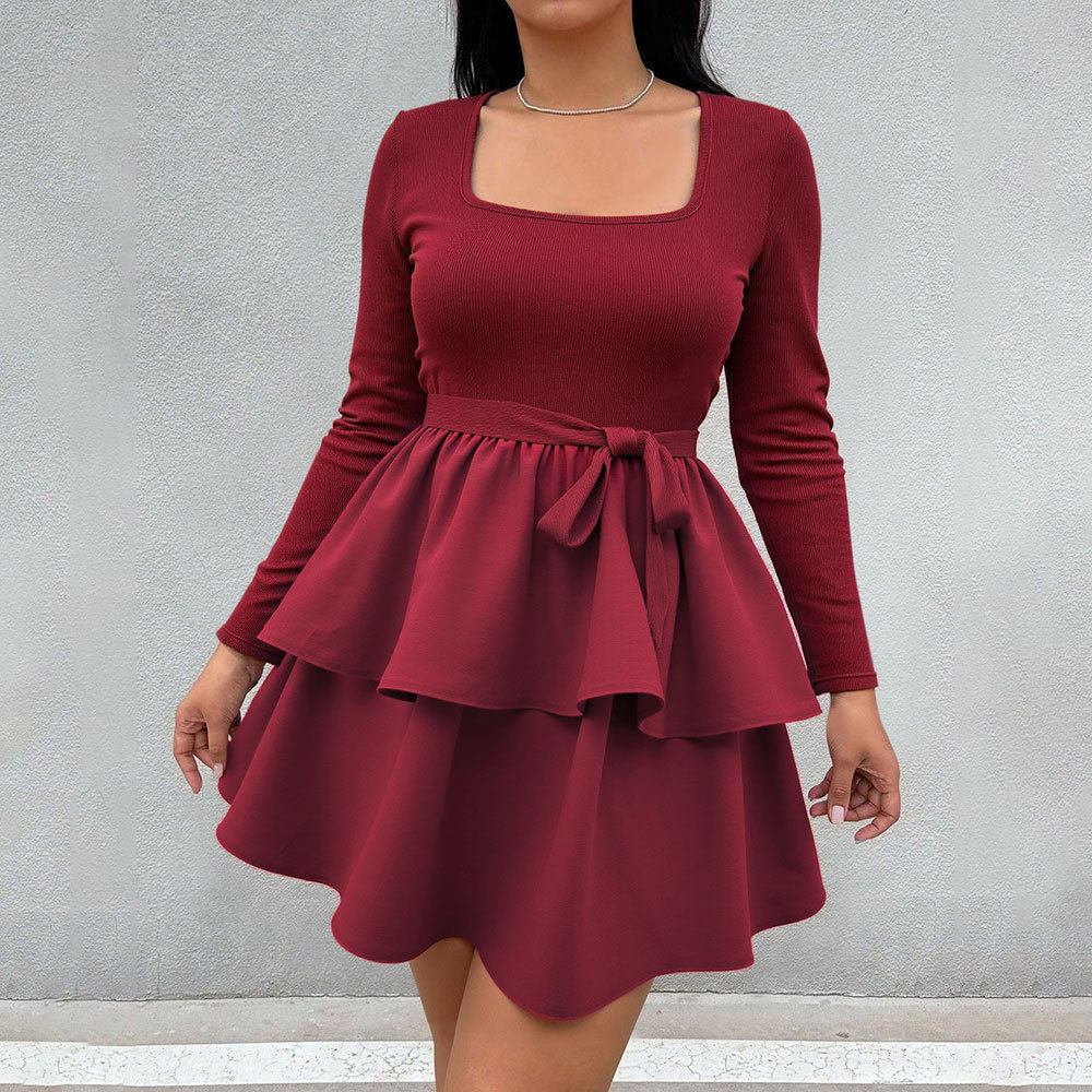 Fashionable Long Sleeve Bodycon Dress Solid Color Elegant Style Perfect for Spring and Autumn Wholesale Available