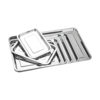 304 Stainless Steel Square Plate Flat Bottom Barbecue Plate Dumpling Plate Restaurant Steamed Rice Plate Multi-purpose Plate Thickened Rectangular Tray