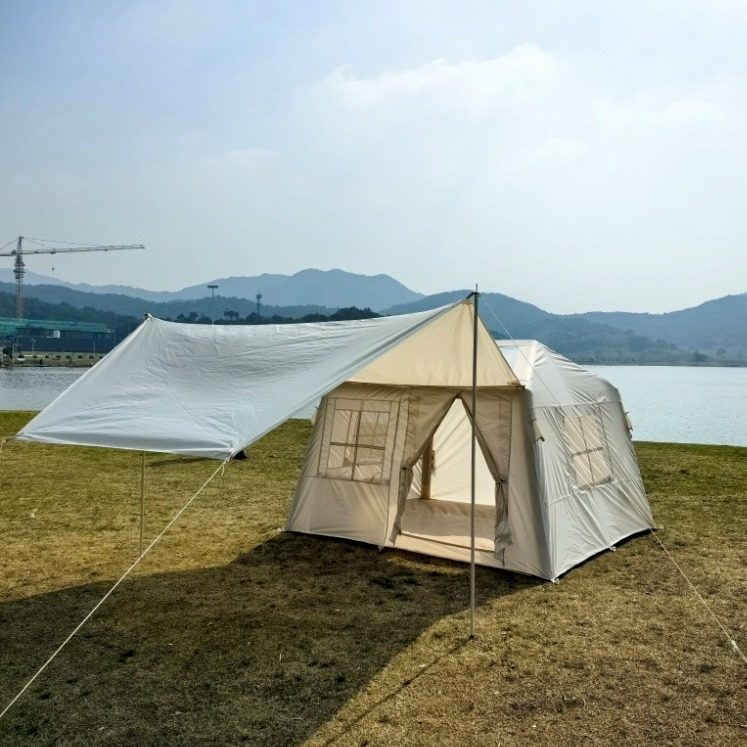 Inflatable Tent and Canopy Two-In-One Single-Layer for 3-4 People, Parent-Child Outdoor Camping, Mountain Camping, Cloud Tent with Small Ridge