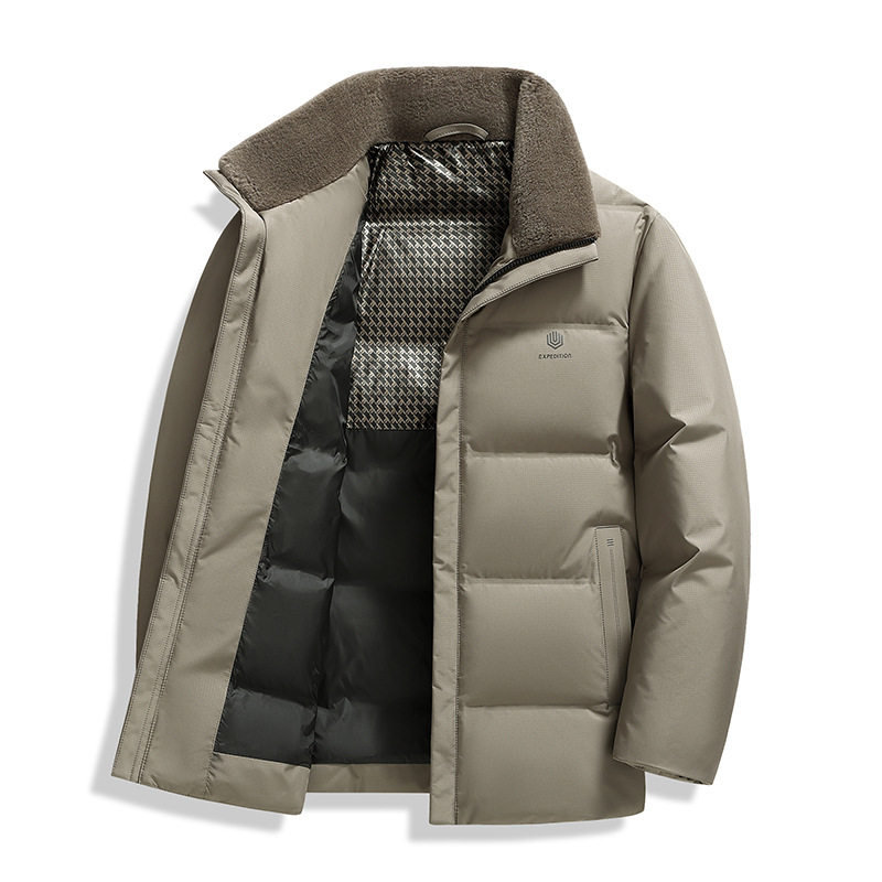 Men's Short down Jacket for Middle-Aged and Elderly, Business Casual Wool Lapel Coat, Dad's Wear, Men's 2025 Winter New Model