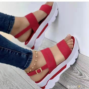 2024 summer new plus size cross-border women's shoes letter wide face with sweet style thick-soled wedge sandals for women