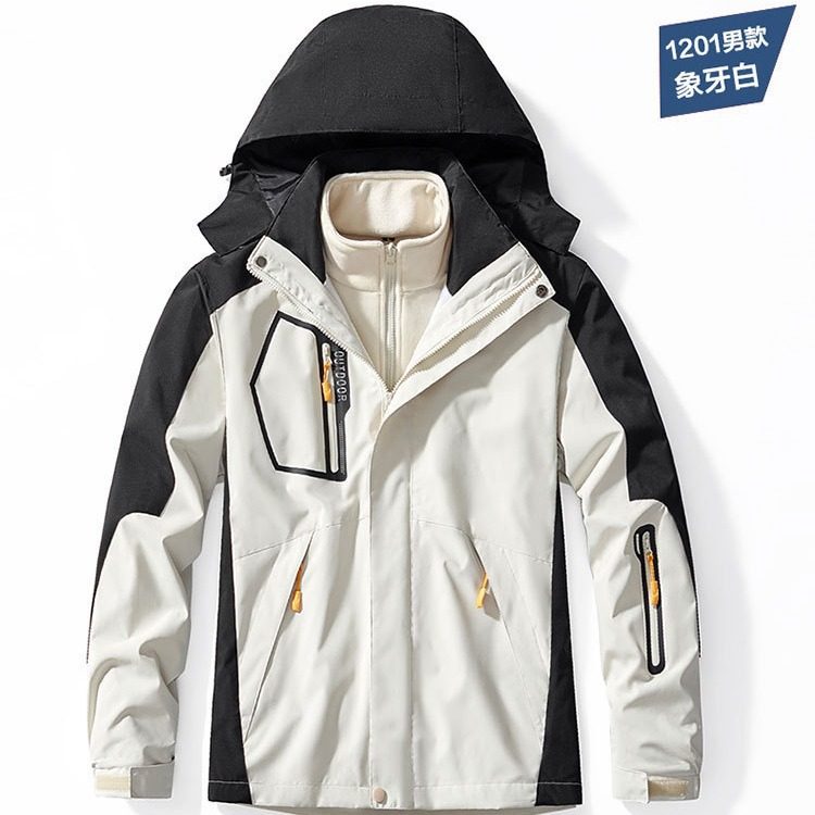 2024 outdoor jackets men's new three-in-one detachable women's fleece-lined thickened autumn and winter mountaineering overalls