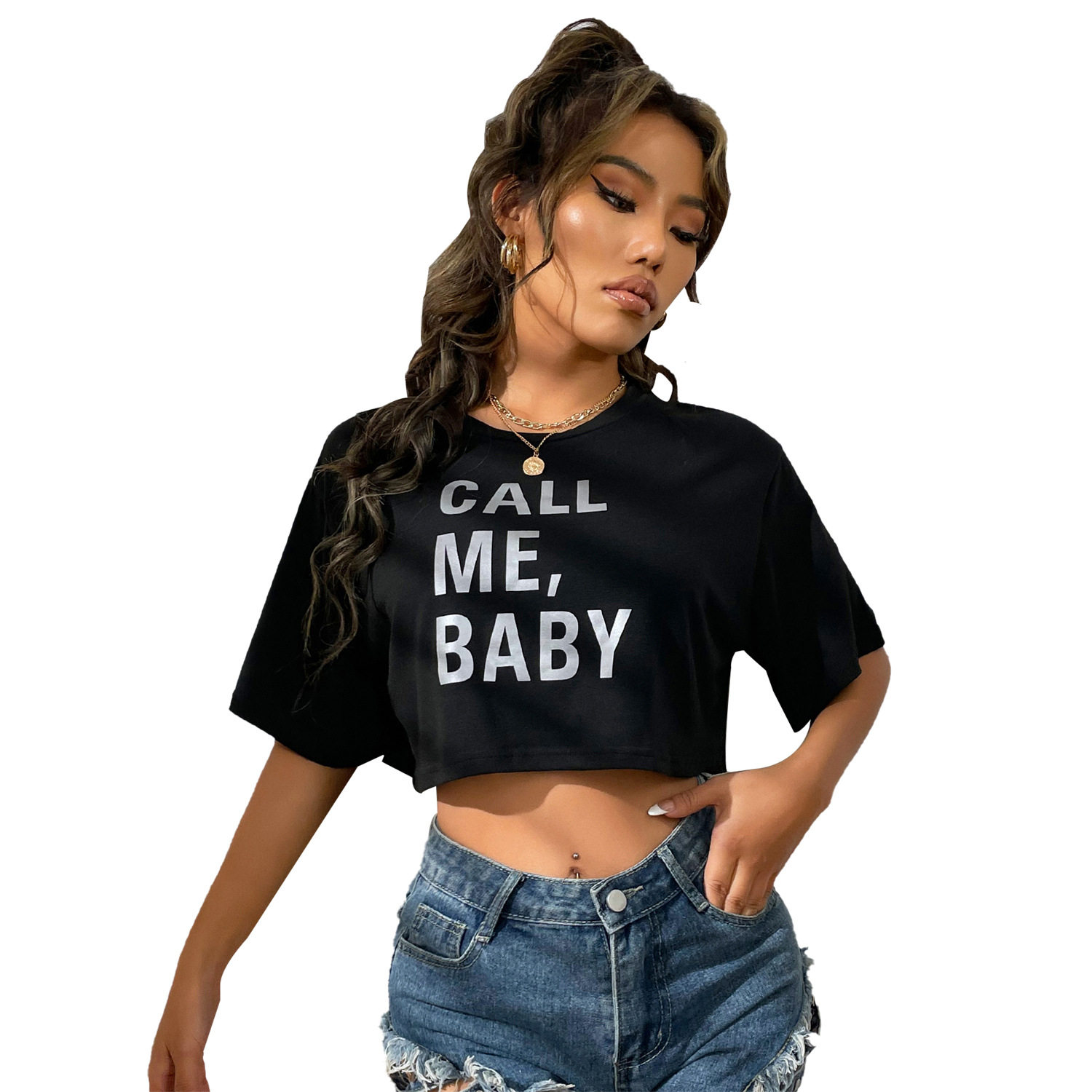 Korean Style Letter Embroidered Graphic T Shirt Summer Collection Casual Fit Soft Fabric Wholesale Available