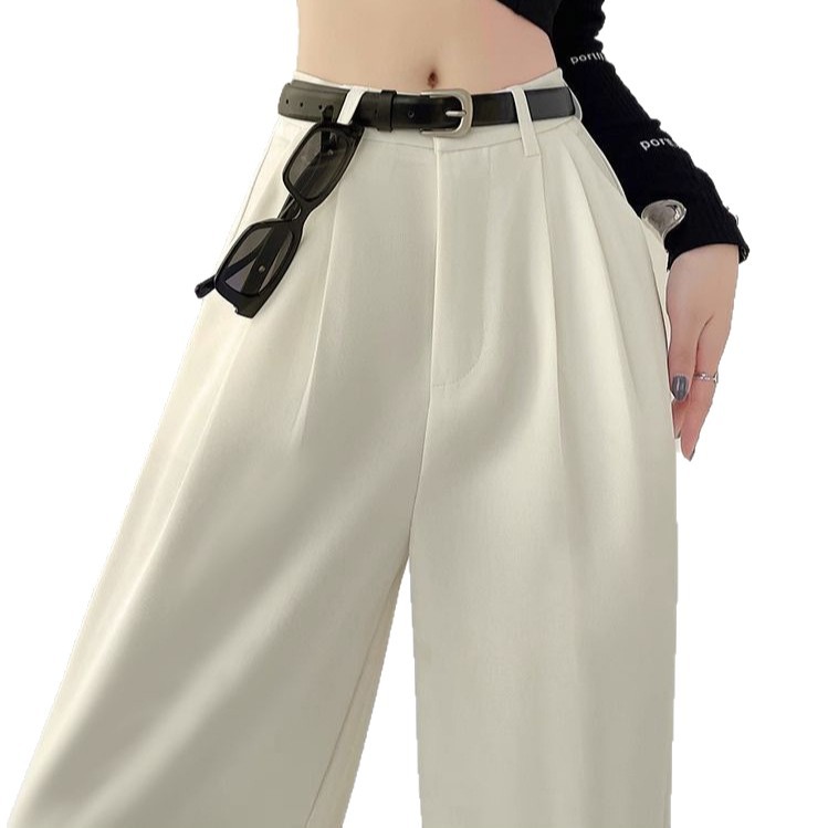 High Waisted Wide Leg Trousers Loose Fit Elegant Draping Versatile Style Perfect for Casual or Formal Occasions
