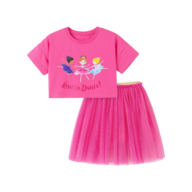 Factory Direct Supply New Annual Summer Girls' Cartoon Set, Hot-selling Cute Kids' Tulle Dress Set