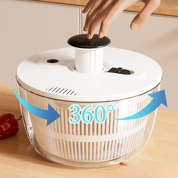 Vegetable Household Salad Draining Basket Multifunctional Vegetable Washing Basin Press Spin Dryer Dehydrator Large Capacity Rotating