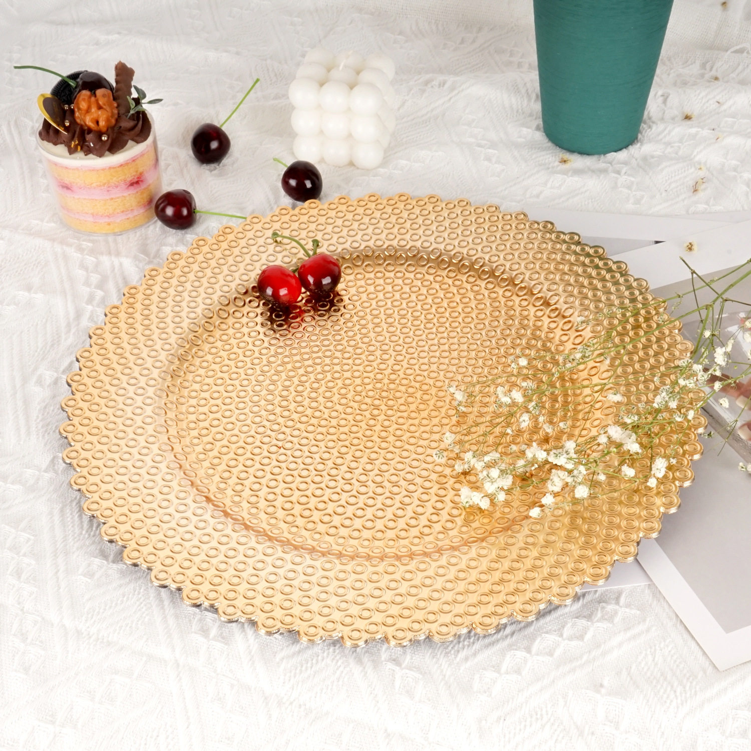 European Wedding Hotel Party Western Food Plastic Plate High-Value Fruit Plate Wholesale Gifts for Customers Pad Plate Manufacturer Direct