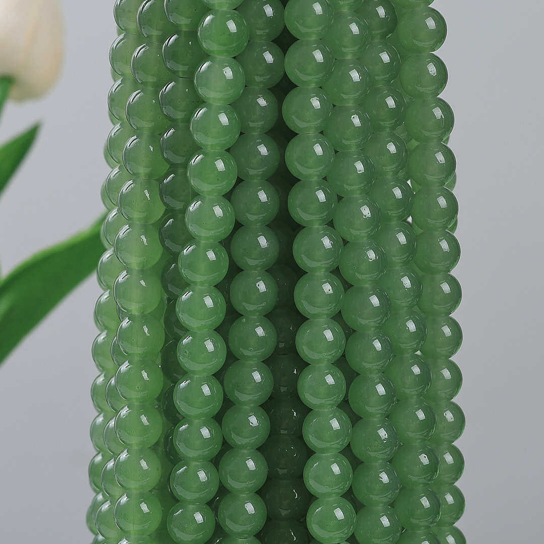 玻璃仿玉圆珠纯色散珠手工diy玉髓手链项链散珠子琉璃珠饰品配件