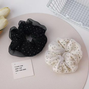 Mesh Wave Point Hair Rope Payon Leather Cover Women's Head Rope Super Fairy High-level Simple Elegant Marubeni Head Large Intestine Hair Ring