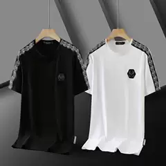 2024 Spring and Summer New Fashion Brand PP Men's T-shirt high quality Simple Ribbon plus size Round Neck Short Sleeve Men's Base