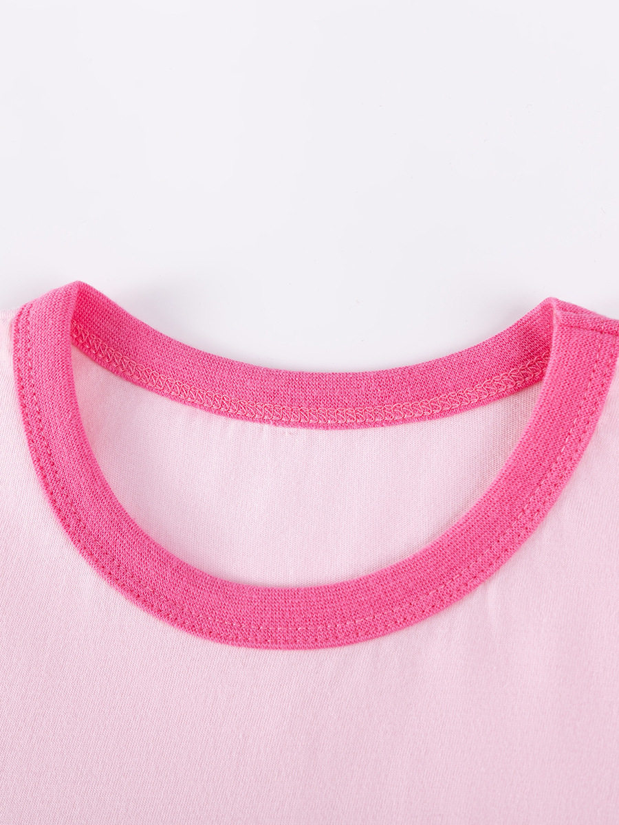 Grosir pakaian anak, set kartun anak gaya, set dua bagian anak perempuan bergaris lucu musim panas