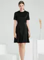 A version round neck short sleeve dress