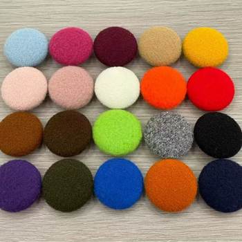 Fabric-Covered Buttons, Colorful Plush Decorative Buttons, Cashmere Coat Buttons, Woolen Trench Coat Fabric-Covered Buttons, Metal Round Shank Buttons