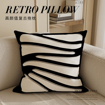Light Luxury Black and White Abstract Art Modern Simple Pillow Living Room Sofa Model Room Pillow Pillow Case Waist