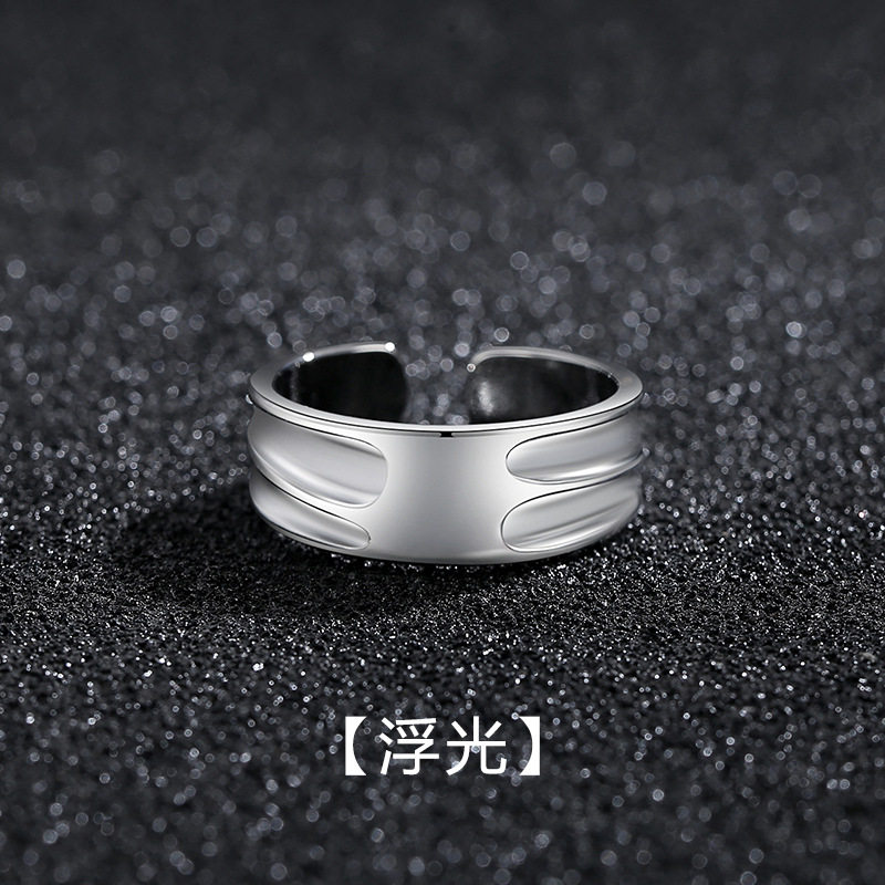 男士戒指小众设计高级感线条食指戒时尚简约活口指环源头厂家批发