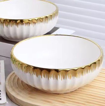 Export gold-plated ceramic tableware Phnom Penh pumpkin bowl 6 ''-12'' golden rim pumpkin bowl