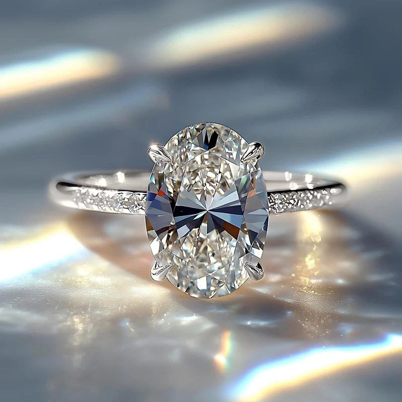 oval four-claw inlaid ring for women wedding bride wedding jewelry