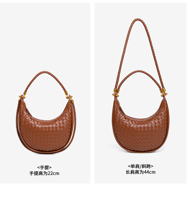 Túi xách nữ thủ công đan dạng trăng lưỡi liềm đeo vai kẹp nách — B2347 # màu cát, B2347 # xanh ô liu, B2347-1# đen, B2347-1#màu cát
