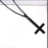 Black Inverted Cross Necklace Boys Titanium Steel Pendant Girls Startled Simple Seal White Willow Trendy Men's Accessories