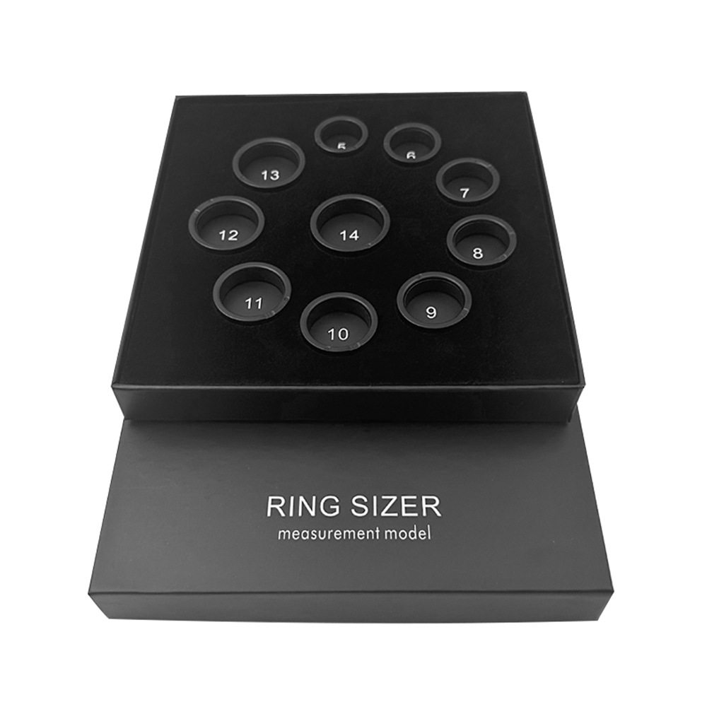 Cross-Border New Smart Ring Finger Size Measuring Device Factory Direct Sales Accurate Unisex Black Finger Mold Box