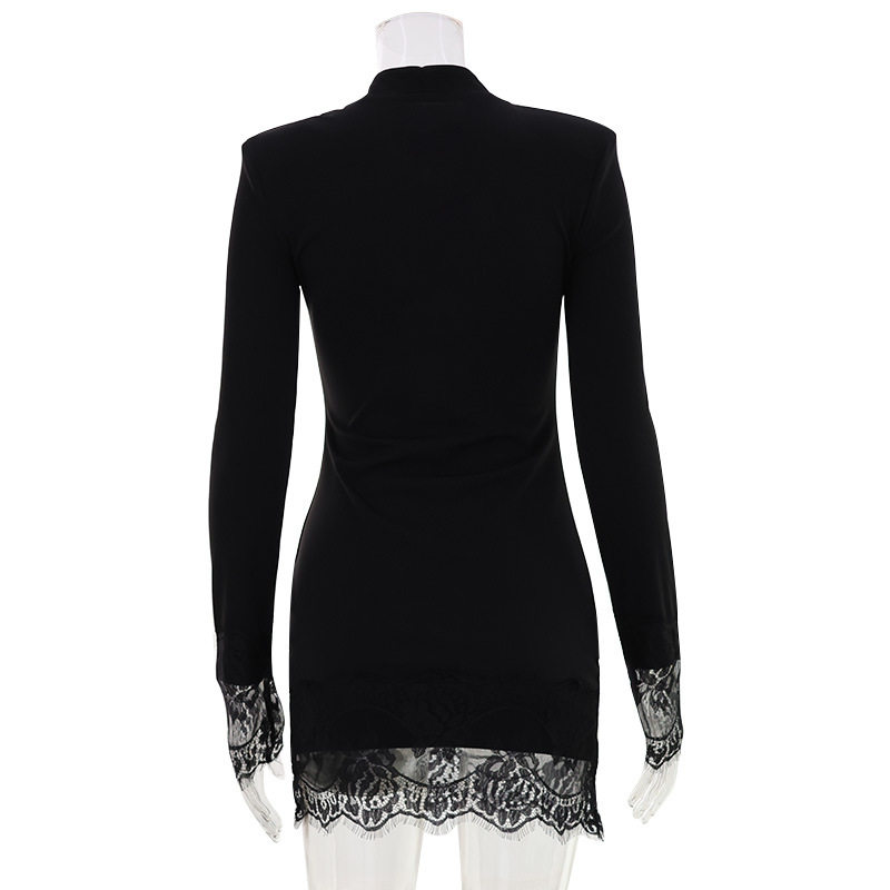 Fashionable Bodycon Dress Qipao Collar Hollow Chest Design Solid Color Slim Fit Evening Wear Party Dress