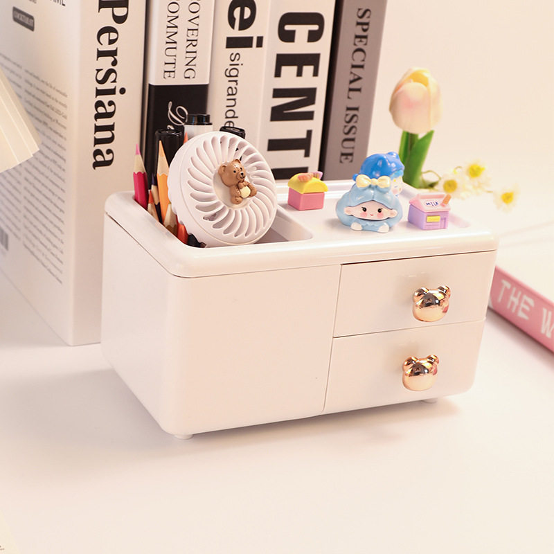 DIY Pen Holder Plastic Storage Box Dust-Proof Drawer-Type Ins Desk Compartmentalized Export Layered Storage