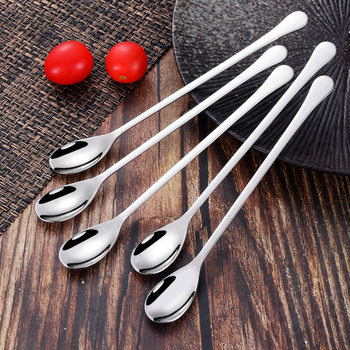 304 stainless steel long handle mixing spoon small spoon seasoning extended coffee spoon creative ice spoon dessert honey spoon