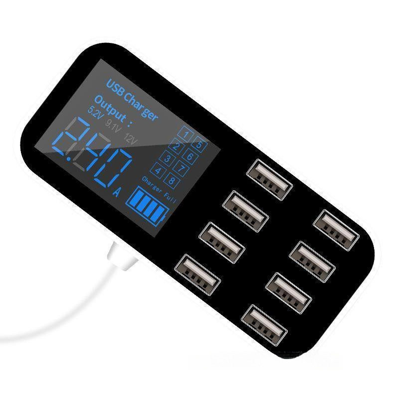 Dual U Multi-Port USB Car Charger with Display Led Car Digital Car Charger 8-Port Identification Car Charger