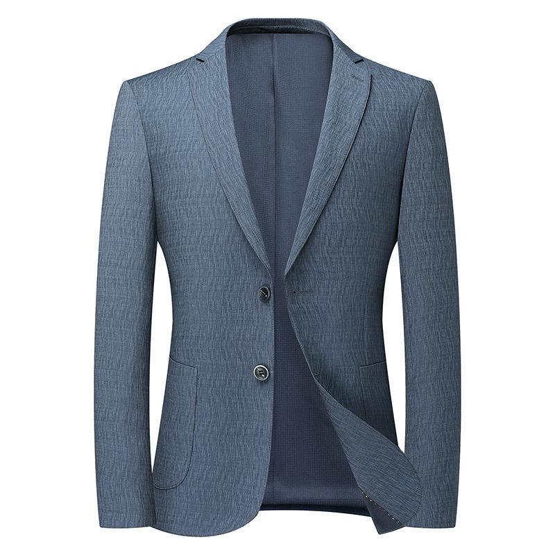 Áo Vest/Blazer Nam Thu Đông Hoạ Tiết Gợn Sóng Ôm Dáng Màu Xanh