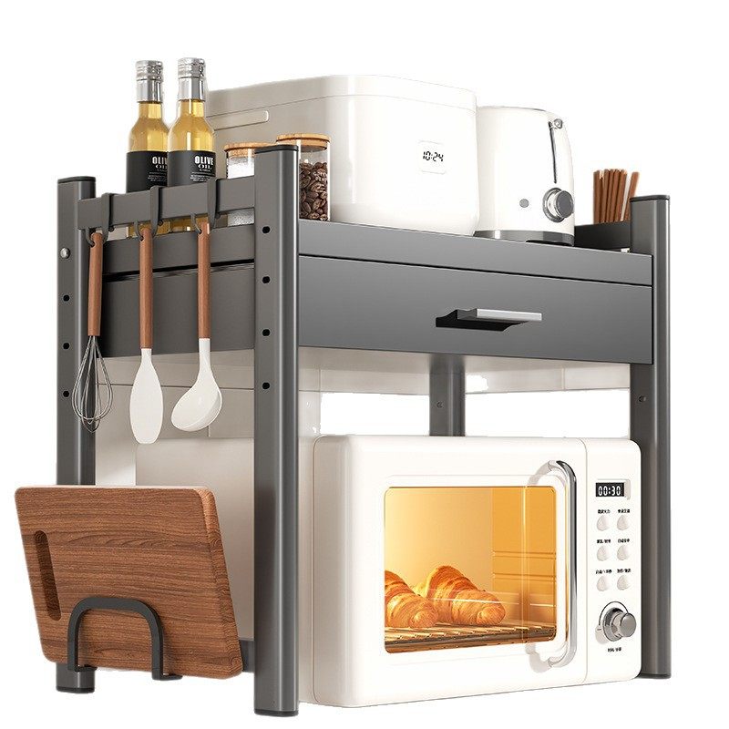 Kitchen Microwave Shelf with Drawers, Multi-Functional Countertop Storage Rack, Spice Storage Rack, 2026 New Model