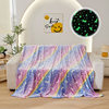 New Luminous Rainbow Unicorn Pegasus Star Flannel Coral Velvet Blanket Bedroom Dormitory Office Multi-Function
