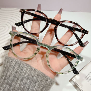 Xiaohongshu Oval Reading Glasses Retro Myopia Glasses Frame Can Be Equipped with Degree Anti-Blue Light Small Face Female Frame Light in