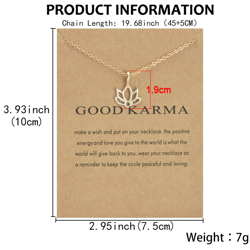 Amazon Wish Cross-Border Supply Cut Out Lotus Necklace Creative Card Lotus Pendant Personalized Versatile Clavicle Chain