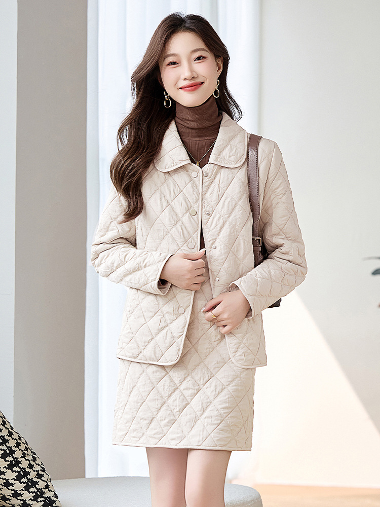 Đồ Bộ Nữ Chất Liệu Vải Bông Cả Bộ 2 Món Kẻ Caro Dày Ấm Hàng Mùa Xuân Thu Đông Phong Cách Hàn Quốc