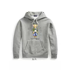 2025 New Autumn and Winter New Polo Bear Print Hooded Cartoon Cotton Sweatshirt Loose Cross-Border