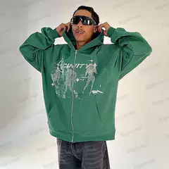 Y2K New hiphop Zipper Sweatshirt Men's Personalized Street Harajuku Anime Print hoodie Long Sleeve Jacket