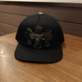 Three-tone camo black leather