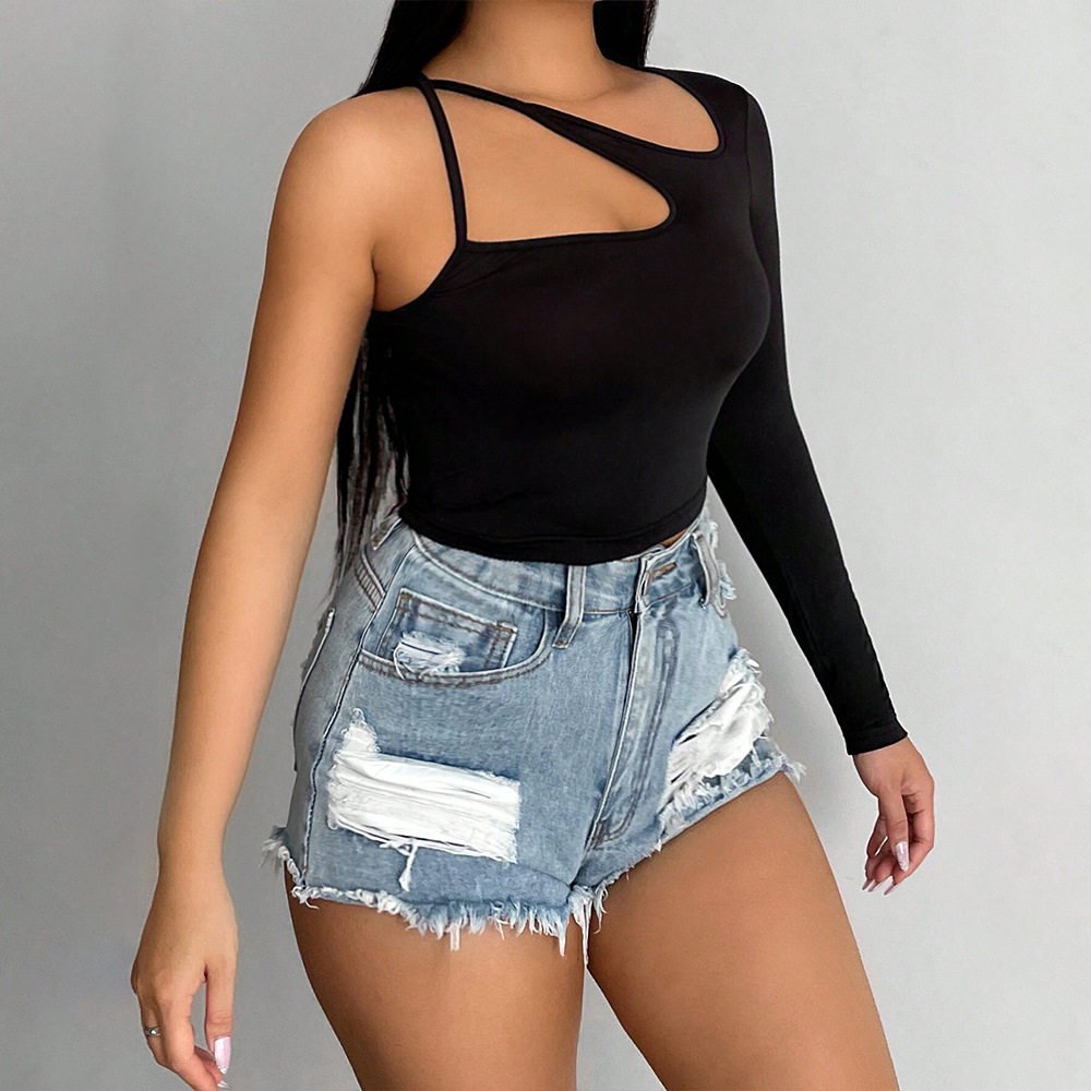 Womens Sexy Off Shoulder Long Sleeve T Shirt Irregular Fit Spring Summer Style Wholesale Available