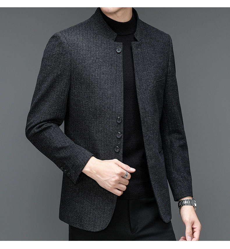 Áo vest nam cổ đứng dáng ôm co giãn phong cách công sở — Màu đen